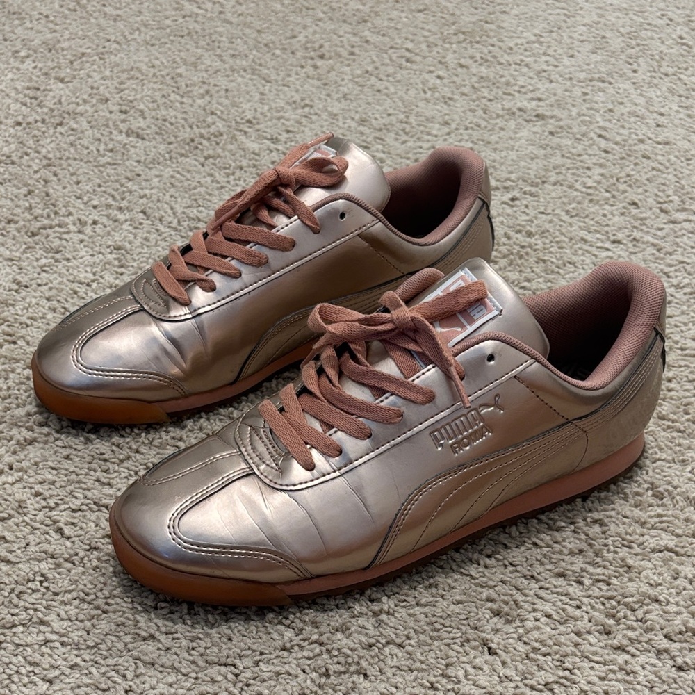 Puma Roma Metallic Rose Gold Sneakers Men’s 10.5 Retro Low Top Shoes